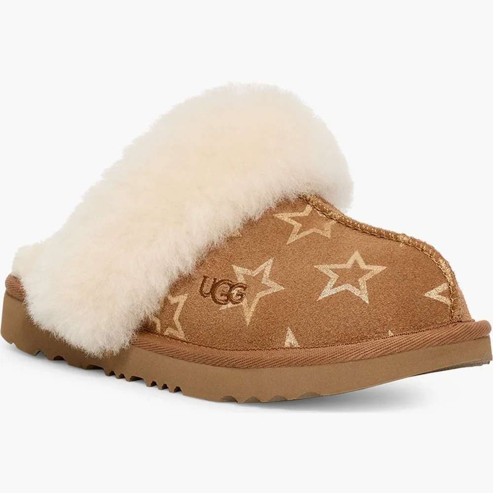 UGG® Kids' Cozy II Iridescent Stars Genuine Shearling Slipper